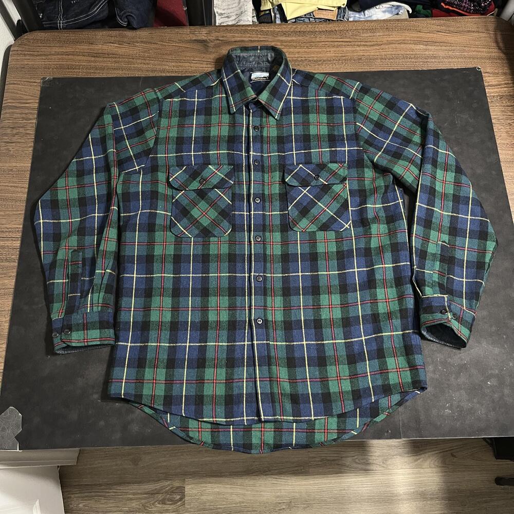 Vintage Fieldmaster Shirt Mens LT Big Tall Plaid Wool Flannel Lined Workwear